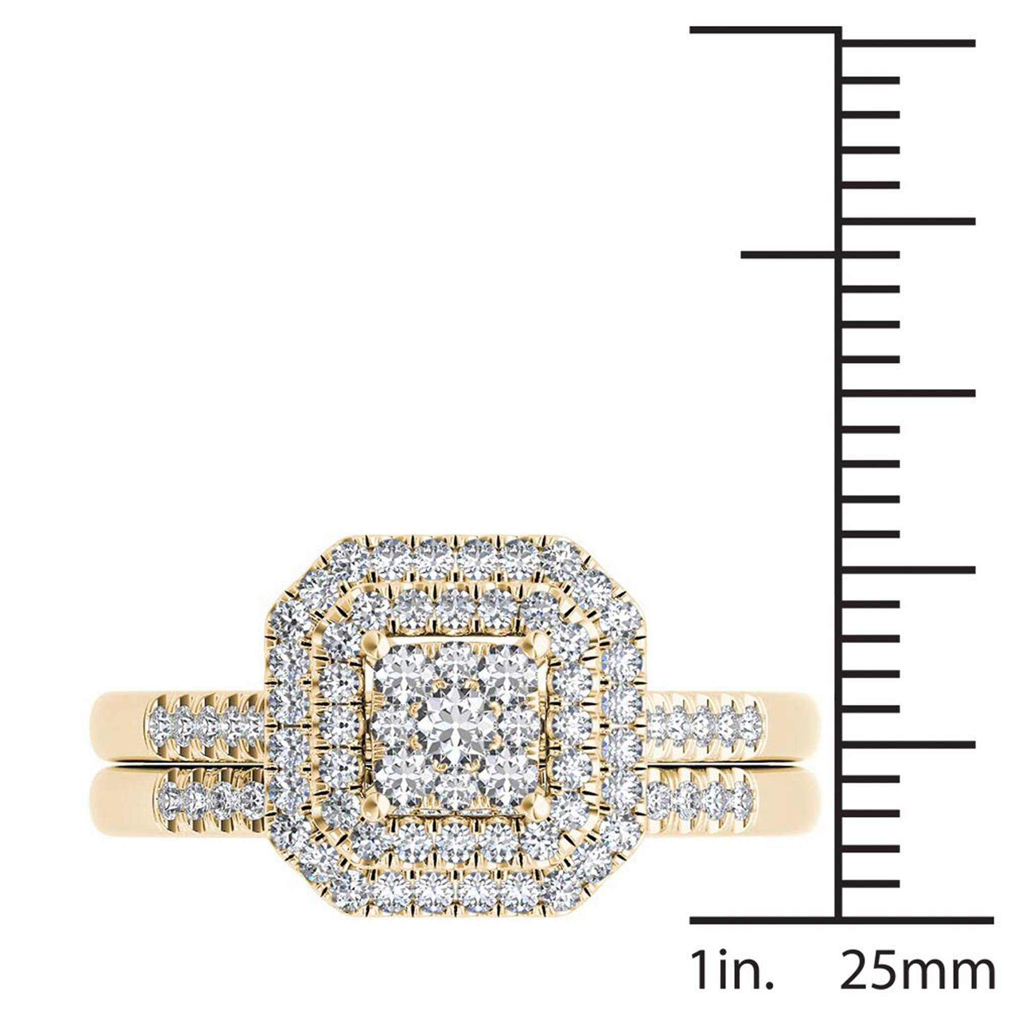 Diamond2Deal 10k Gold 0.33cttw Diamond Engagement Bridal Ring Wedding Band Ring Set (I2-Clarity-H-I-Color)