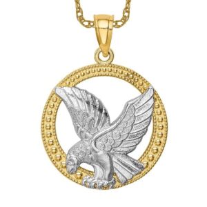 icecarats 14k yellow gold eagle symbol of strength freedom hawk bird necklace pendant charm only