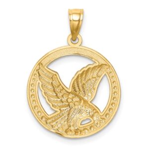 IceCarats 14K Yellow Gold Eagle Symbol of Strength Freedom Hawk Bird Necklace Pendant Charm Only