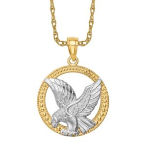 IceCarats 14K Yellow Gold Eagle Symbol of Strength Freedom Hawk Bird Necklace Pendant Charm Only