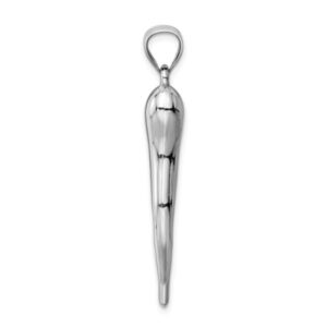 IceCarats 14K White Gold Cornicello Italian Horn Necklace Lucky Protection Amulet Pendant Chilli Pepper Charm 44mm Only