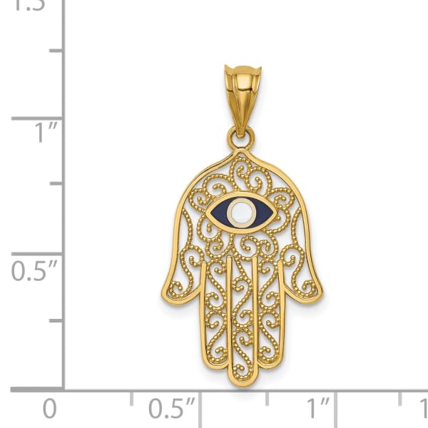 14K Yellow Gold Hamsa Hand of Fatima Evil Eye Protection Necklace Judaica Religious Pendant Israel Charm Only