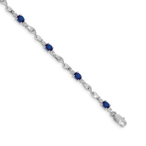 icecarats 14k white gold diamond blue sapphire chain gemstone tennis bracelet