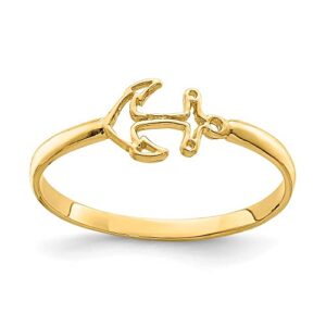 icecarats 14k yellow gold anchor ring size 7