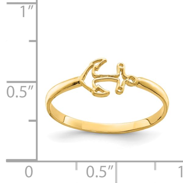 IceCarats 14K Yellow Gold Anchor Ring Size 7