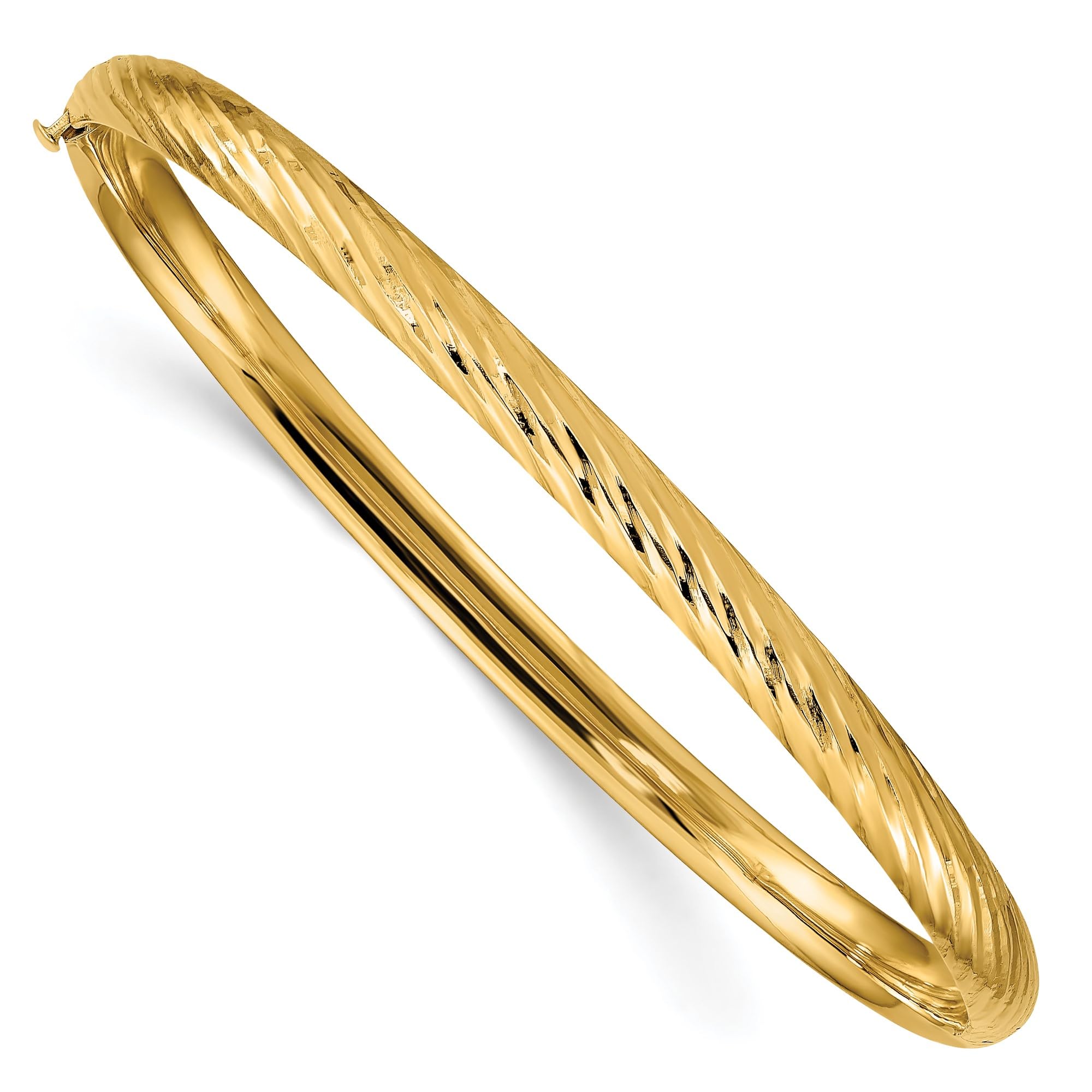 IceCarats 14K Yellow Gold 4.75mm Hinged Bangle Bracelet