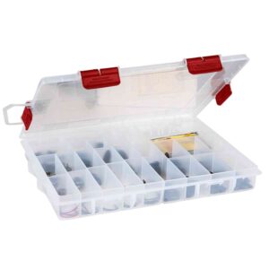 plano rustrictor terminal stowaway, premium tackle storage with rust prevention, clear, transparent/red