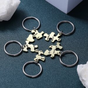 Top Plaza 5 Pcs BFF Best Friend Keychain Friendship Family Keychains Matching Puzzle Keyring Set -“Always together never apart Maybe in distance but never at heart”