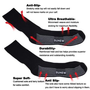 Sunew Bamboo Crew Socks Womens, Womens Soft Cushioned Running Jogging Hiking Crew Socks with Mesh and Arch Support, Seamless Toe Sensitive Skin Wicking Sweaty Summer Long Socks,6 Pairs Black S