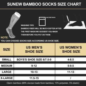 Sunew Bamboo Crew Socks Womens, Womens Soft Cushioned Running Jogging Hiking Crew Socks with Mesh and Arch Support, Seamless Toe Sensitive Skin Wicking Sweaty Summer Long Socks,6 Pairs Black S