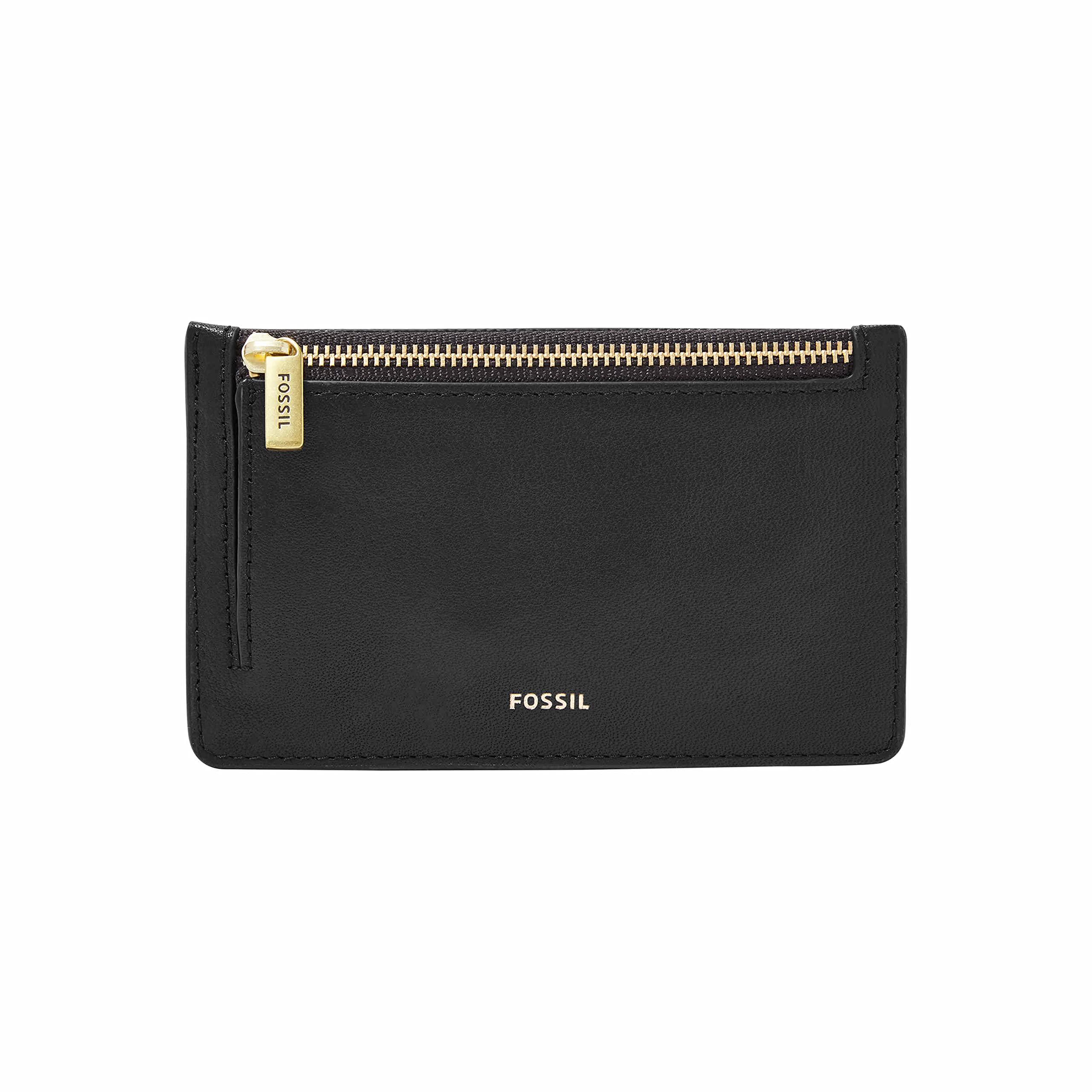 Fossil Logan Leather Zip Card Case Wallet, Black