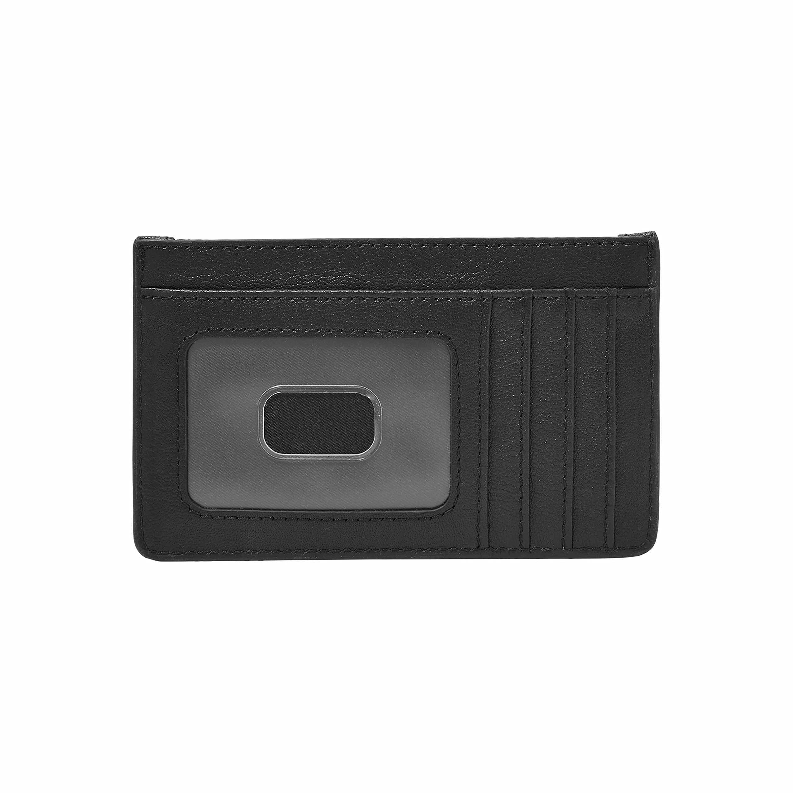 Fossil Logan Leather Zip Card Case Wallet, Black