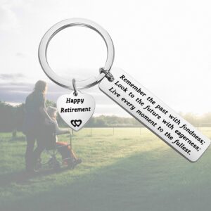 Retirement Keychain Gift Happy Retirement Gift for Men Women Teachers Retirement Jewelry Coworker Leaving Gift Remember the Past with Fondness Live Each Moment to the Fullest (silver)