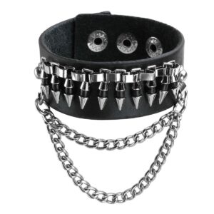 Eigso Punk Leather Spikes Cuff Bracelets for Men Women Unisex Retro Vintage Biker Rock Wristbands for Man Woman