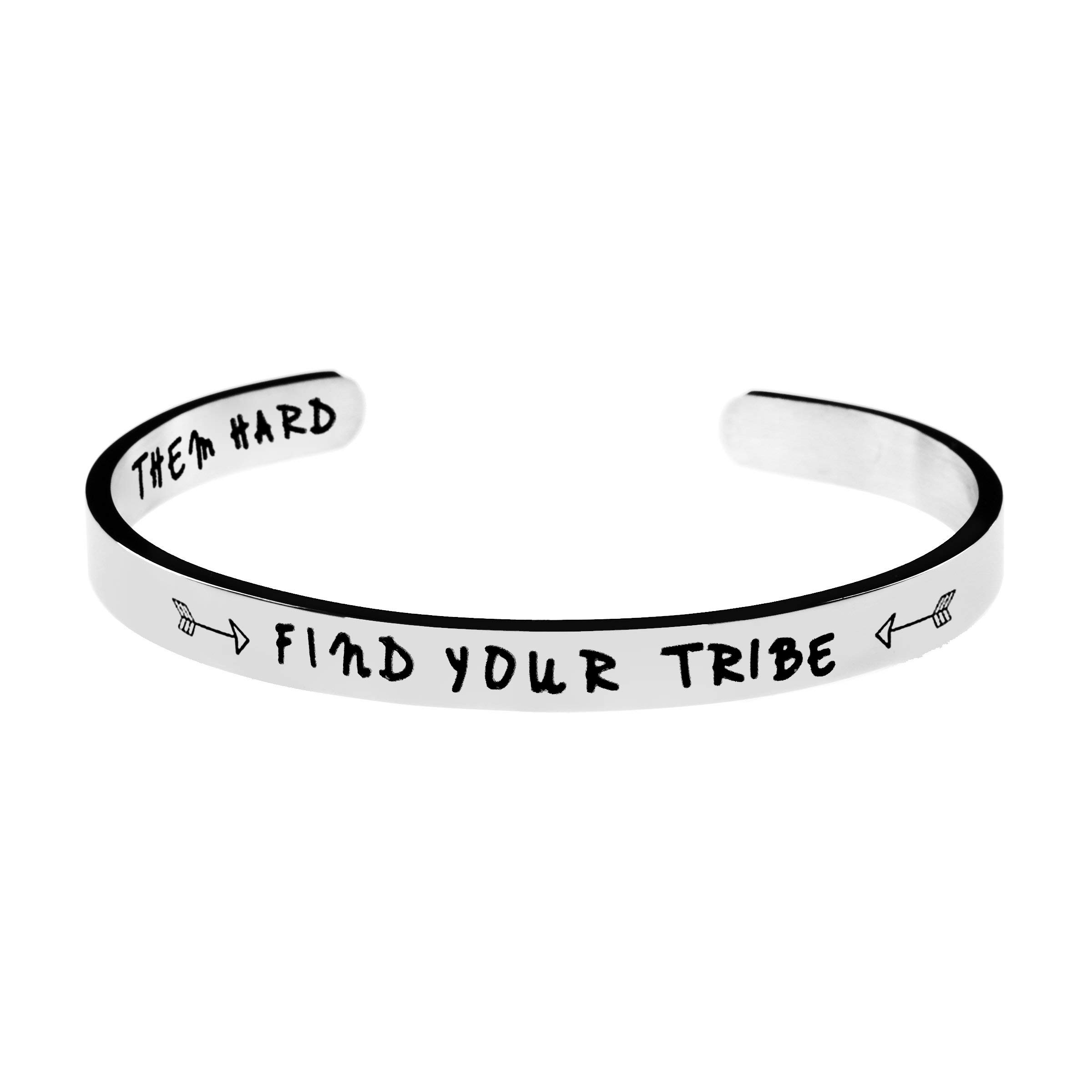 Jvvsci Find Your Tribe Love Them Hard Cuff Bracelet, Raising My Tribe Jewelry, Friends BFF Sisters Encouragement Gift，Gift For Her