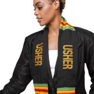 Dupsie's Usher Hand-woven Kente Cloth Stole/Sash. Black