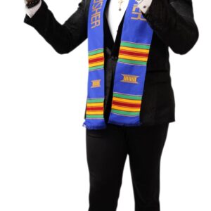 Dupsie's Usher Hand-woven Kente Cloth Stole/Sash. Blue