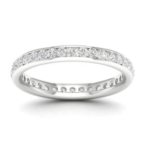 IGI Certified 14k White Gold 1/2CT TDW All-Around Diamond Stackable Eternity Wedding Band by Diamond Hub Love Gift for Women(H-I,I2)