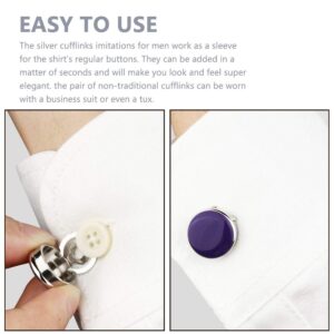 Elegant Button Covers Cufflinks for Men’s Tuxedo Shirt (Purple)