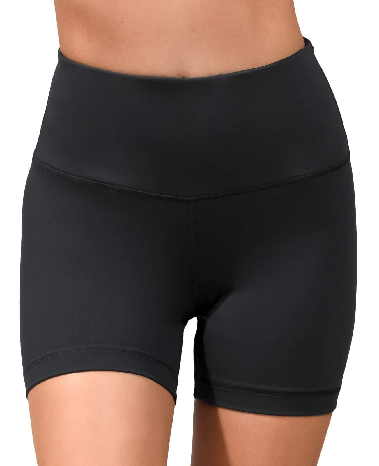 90 Degree By Reflex High Waist Power Flex Yoga Shorts - Tummy Control Biker Shorts for Women - Black 2 Pack - Small