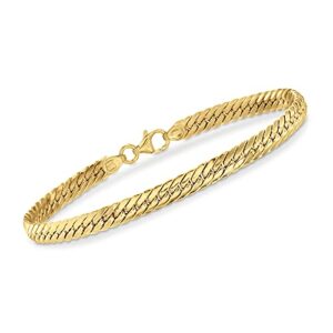 ross-simons italian 18kt yellow gold cuban-link bracelet. 7 inches