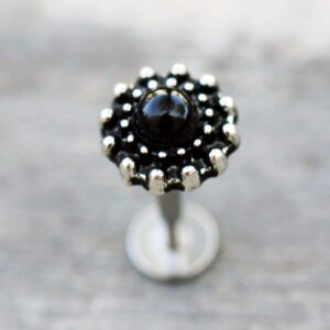 Covet Jewelry 316L Stainless Steel Black Pearl Labret