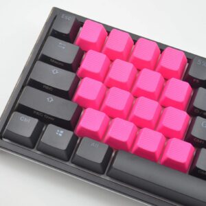 Big Chic Blank TPR Rubber Gaming Keycaps 4 Keys Set 1u for Cherry MX Mechanical Keyboards Compatible OEM (R0, Neon Pink)