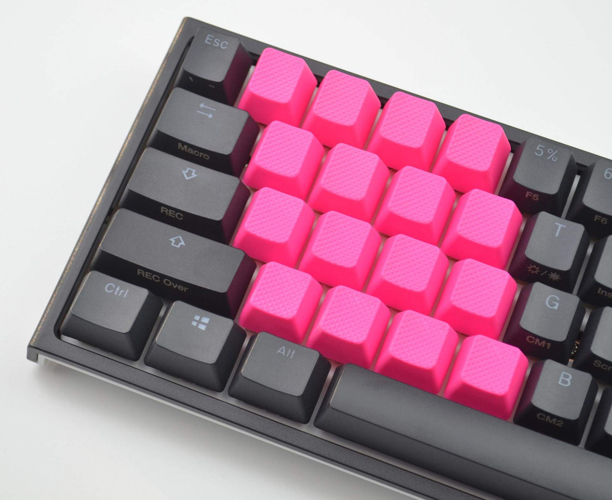 Big Chic Blank TPR Rubber Gaming Keycaps 4 Keys Set 1u for Cherry MX Mechanical Keyboards Compatible OEM (R0, Neon Pink)