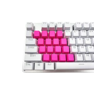 Big Chic Blank TPR Rubber Gaming Keycaps 4 Keys Set 1u for Cherry MX Mechanical Keyboards Compatible OEM (R0, Neon Pink)