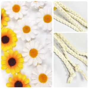 Bnikion 3 Pcs Sunflower Headband Crown Headpiece Daisy Headbands for Women Girl 60s Hippie Boho Hat Accessories Bridal Wedding Summer Beach Party Hair Wreath Garland