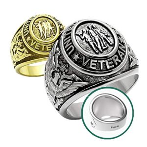 YVO Customizable Veteran Ring - Free Engraving Included - Stainless Steel - Size 10