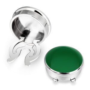 Mens Button Cover Cufflinks for Tuxedo Shirt –Imitation Button Studs (Green)