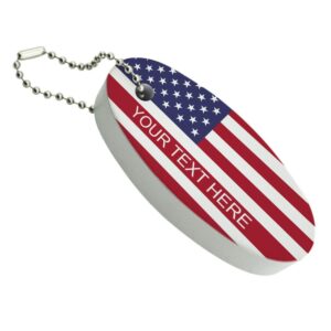 GRAPHICS & MORE American USA Flag Personalized Custom Floating Keychain Oval Foam Fishing Boat Buoy Key Float