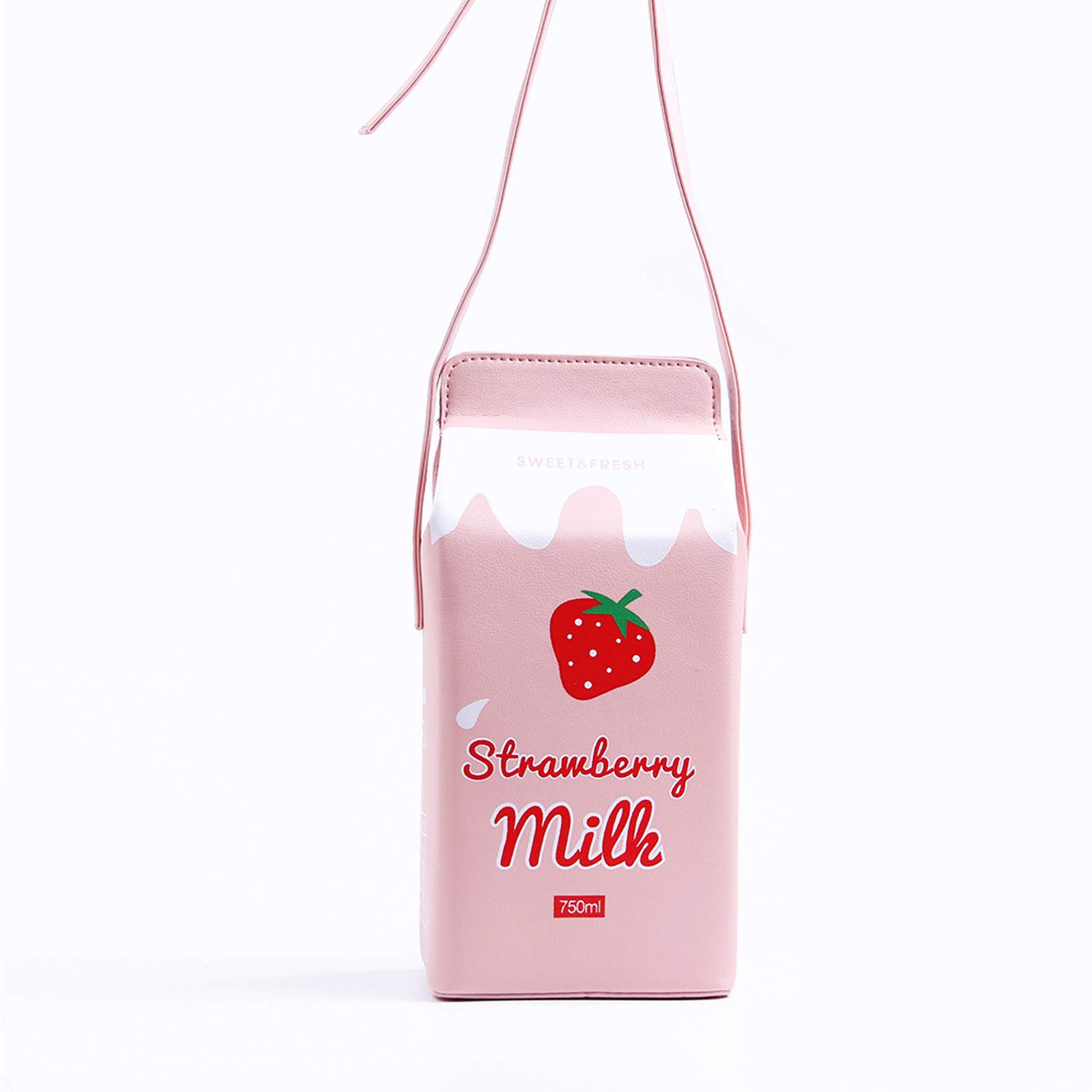 LUI SUI Fruits Banana Strawberry Milk Box Cross Body Purse Bag Women Phone Wallet Shoulder Bags