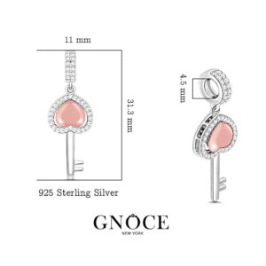 GNOCE Key Pendant Charms 925 Sterling Silver Key to My Heart Pendant with 18K Rose Gold Plated Heart Fit All Bracelet Necklace Women Gifts