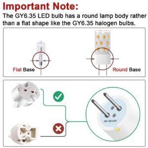 TAIYALOO GY6.35 LED Bulb 5W Equivalent to 50W Bi-pin Base Halogen Bulb, AC/DC 12V Warm White 3000K for Pendant Light, Chandelier, Desk Light, Accent Lights, Landscape Lighting, Non-Dimmable (4 Pack)