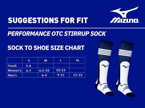 Mizuno Womens Performance OTC Stirrup Sock, Black, Large US