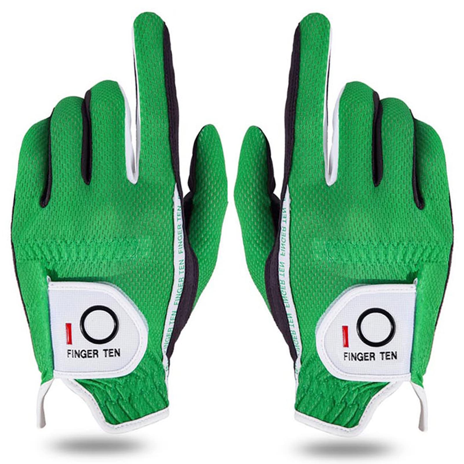 Amy Sport Mens Golf Gloves Pair Both Hands Left and Right Rain Grip Weathersof No Sweat All Weather Grips Soft Comfortable Breathable (Green, Large)