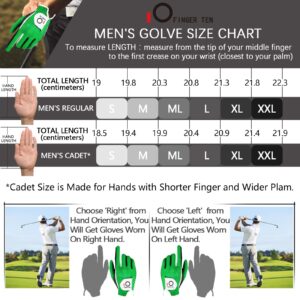 Amy Sport Mens Golf Gloves Pair Both Hands Left and Right Rain Grip Weathersof No Sweat All Weather Grips Soft Comfortable Breathable (Green, Large)