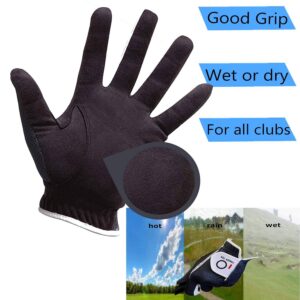 Amy Sport Mens Golf Gloves Pair Both Hands Left and Right Rain Grip Weathersof No Sweat All Weather Grips Soft Comfortable Breathable (Green, Large)