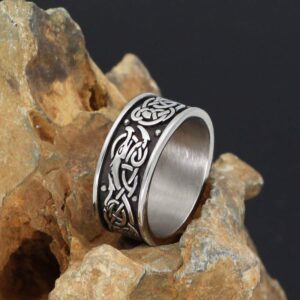 GuoShuang Nordic Viking amulet drgon dreki Scandinavian Jormungand pendant rings stainless steel with valknut rune gift bag