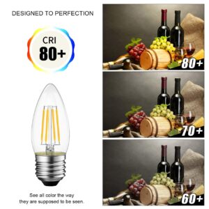 LVWIT Dimmable LED Candelabra Bulbs B11 Filament Bulb E26 Base 5.5W(75W Equivalent) 2700K Warm White Chandelier Decorative Candle Light Bulb 6 Pack