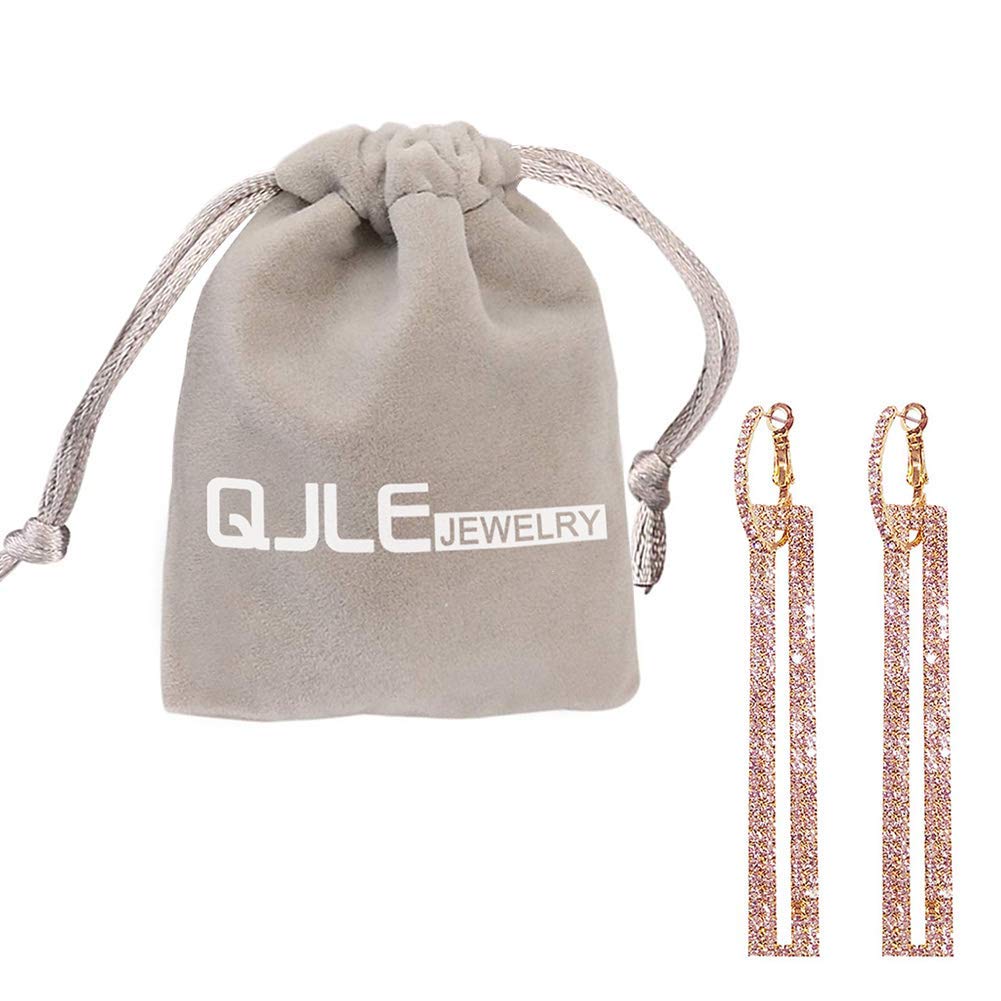 QJLE Rhinestone Long Rose Gold Earrings Dangle Drop Earrings for Women Hypoallergenic Dainty Cute Dangling Earrings for Women Trendy Jewelry