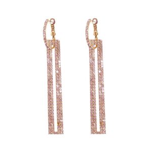 qjle rhinestone long rose gold earrings dangle drop earrings for women hypoallergenic dainty cute dangling earrings for women trendy jewelry