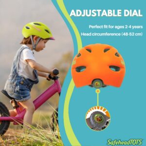 Adjustable Toddler Bike Helmet, Built in Visor with Removable Washable Inner Lining, XS Ages 2-4 Years for Boys and Girls, Perfect for Cycling, Scooters, Grey-Green