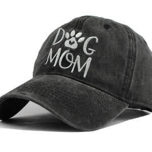 LOKIDVE Dog Mom Embroidered Baseball Cap Washed Cotton Denim Hat for Women