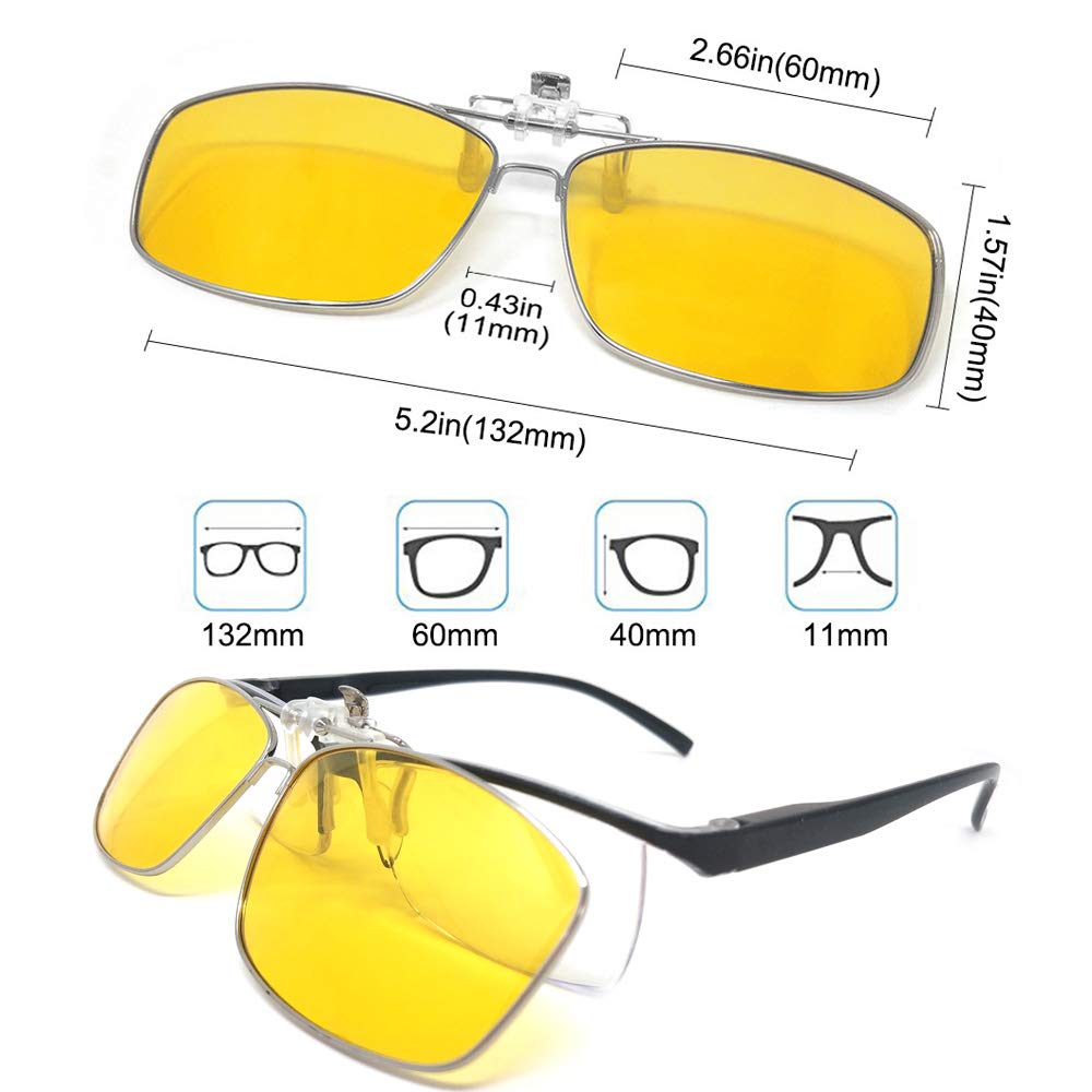 TERAISE Clip On Night Driving Glasses/men’s Clip on Sunglasses With Flip Up Function Suitable Driving Outdoor Sports