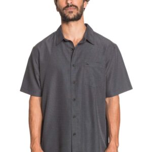 Quiksilver Men Centinela 4 Button Up Comfort Fit Pocket Collared Shirt, Black Centinella, X-Large