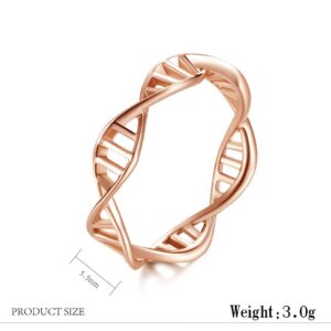 IFUAQZ Women's Stainless Steel DNA Helix Ring Band Chemistry Science Molecule Twist Rope Design Rose Gold Size 5