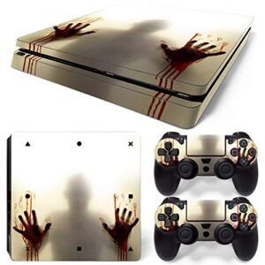 dapanz zombie vinyl skin sticker decal cover for sony playstation 4 slim console and dualshock 4 controller skin